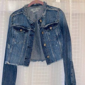Bethany Mota Distressed Cropped Denim Jacket Small